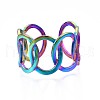 304 Stainless Steel Interlocked Rings Cuff Ring RJEW-N038-085-2