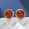 Brass Natural Carnelian Stud Earrings EJEW-Q043-01G-2