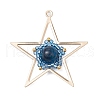 Natural Tiger Eye & Handmade Glass Seed Beaded Star Pendants PALLOY-MZ00496-2