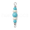 Dyed Synthetic Turquoise Round Rondelle Beaded Connector Charms PALLOY-JF03988-01-1