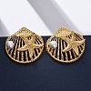 Shell Shape with Starfish 304 Stainless Steel Plastic Imitation Pearl Stud Earrings EJEW-Z109-04G-1
