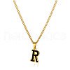 304 Stainless Steel Black Enamel Initial Pendant Twisted Chain Necklaces WG978E8-18-1