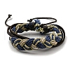 Adjustable PU Leather & Waxed Cords Braided Multi-strand Bracelets BJEW-F468-03-2