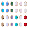 FIBLOOM 24Pcs 12 Colors Alloy Faceted Glass Connector Charms FIND-FI0001-08A-1