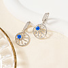 Brass Cubic Zirconia Evil Eye Hoop Earrings UK0566-3