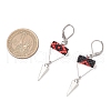 Triangle with Eye Brass Glass Seed Beaded Leverback Earrings EJEW-MZ00452-02-3