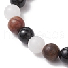 Natural Black Onyx & White Jade & Picasso Stone Round Beaded Stretch Bracelets for Men Women BJEW-JB11952-3