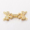 Bowknot Brass Micro Pave Cubic Zirconia Fold Over Clasps ZIRC-I014-67G-FF-1