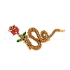 Snake with Rose Enamel Pins PALLOY-D361-10G-1