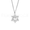 Brass Micro Pave Clear Cubic Zirconia Star Pendant Necklaces NJEW-M211-02B-P-1
