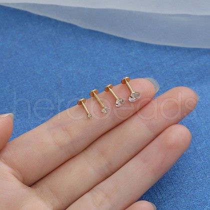 G23 Stainless Steel Clear Cubic Zirconia Threadless Labret Stud WG700A9-25-1