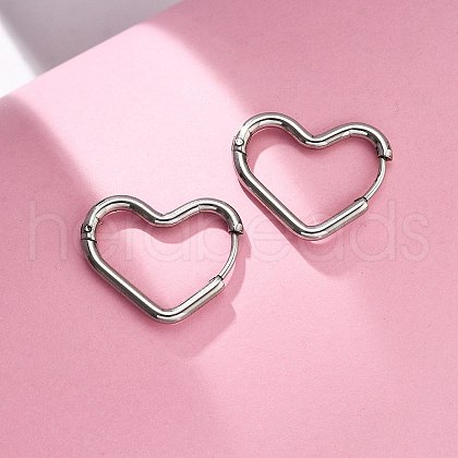 201 Stainless Steel Heart Hoop Earrings EJEW-V001-01P-1
