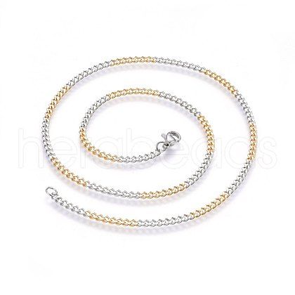 304 Stainless Steel Curb Chain Necklaces NJEW-H492-01GP-1