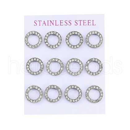 304 Stainless Steel Stud Earrings EJEW-C099-09P-02-1