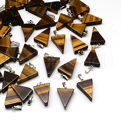 Triangle Natural Tiger Eye Pendants G-Q356-13-1