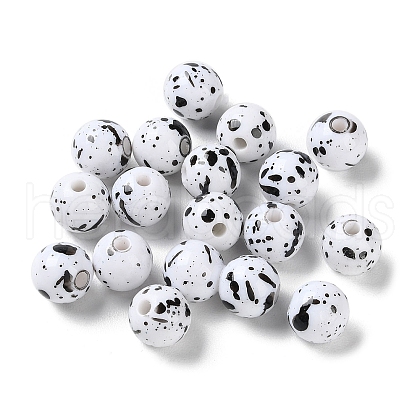 Printed Opaque Acrylic Round Beads ACRP-P001-01B-01-1