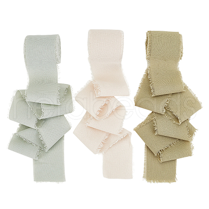 AHADERMAKER 3 Rolls 3 Colors Cotton Frayed Ribbon OCOR-GA0001-85-1