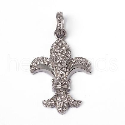 316 Surgical Stainless Steel Rhinestone Pendants STAS-L184-038-1