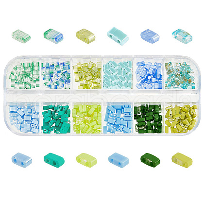 HOBBIESAY 480Pcs 12 Colors Opaque & Transparent Spray Painted Glass Seed Beads SEED-HY0001-03-1