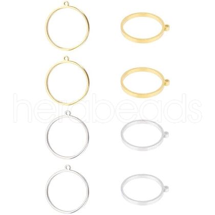 Unicraftale 8Pcs 2 Colors 304 Stainless Steel Open Back Bezel Polishing Pendants STAS-UN0031-89-1
