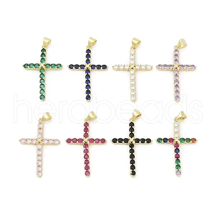 Brass Micro Pave Cubic Zirconia Pendants KK-D317-105G-1