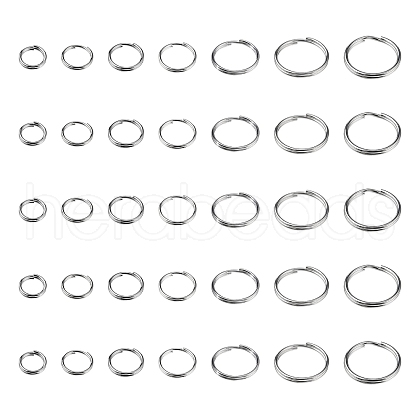 700Pcs 7 Styles 201& 304 Stainless Steel Split Rings STAS-CJ0002-17-1