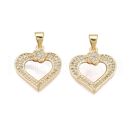 Brass Micro Pave Clear Cubic Zirconia Pendants KK-N254-200G-1