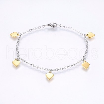 304 Stainless Steel Charm Bracelets BJEW-F330-10GP-03-1