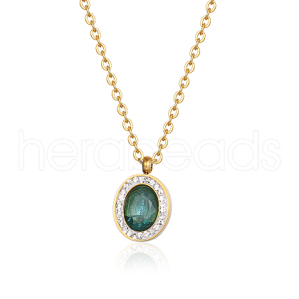 Green Stone Pendant Necklace LN0325-1-1