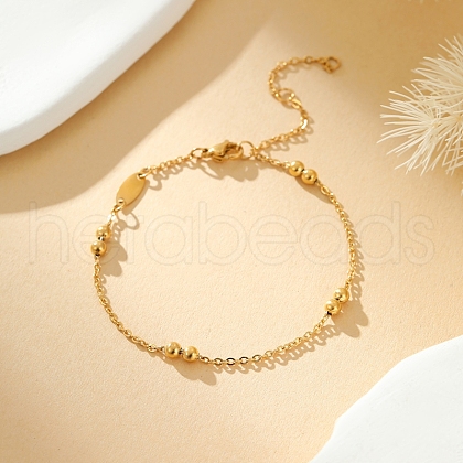 Stainless Steel Ball Beaded Cable Chain Bracelets for Women GA4247-2-1