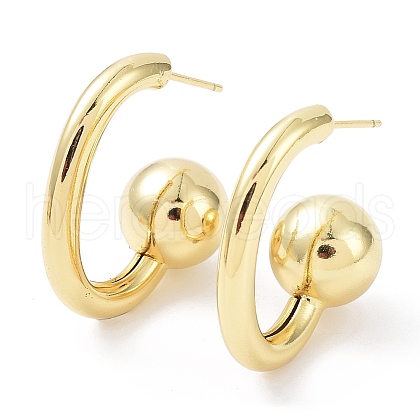 Rack Plating Brass Round Ball Stud Earrings EJEW-B027-10G-1