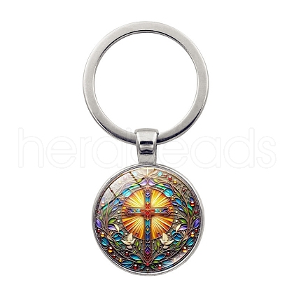 Alloy with Glass Pendant Keychain PW-WGD84D8-04-1