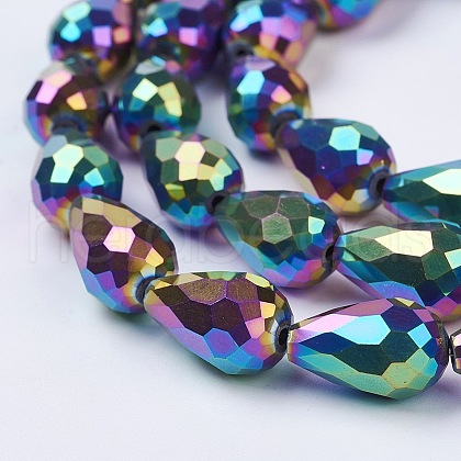 Electroplate Glass Beads Strands X-EGLA-D017-15x10mm-4-1