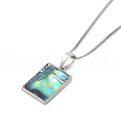 Rack Plating Natural Paua Shell Pendants Necklace NJEW-B104-01D-01P-1