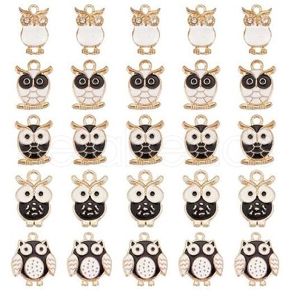 SUNNYCLUE 50Pcs 5 Styles Alloy Enamel Pendants ENAM-SC0004-19-1