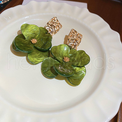 Flower Alloy Acrylic Dangle Stud Earrings FS-WG82D7C-03-1