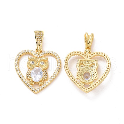 Brass Micro Pave Clear Cubic Zirconia Pendants ZIRC-F134-18G-03-1