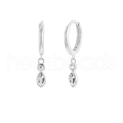 S925 Sterling Silver Teardrop Hoop Earrings HY5244-2-1