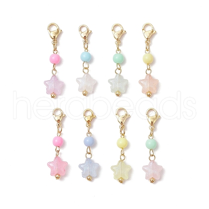 Acrylic Star Pendant Decorations HJEW-JM02930-01-1