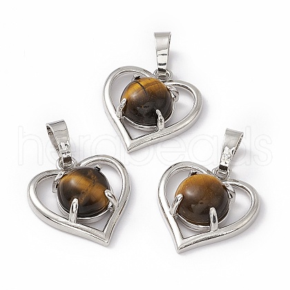 Natural Tiger Eye Pendants G-P484-04P-02-1