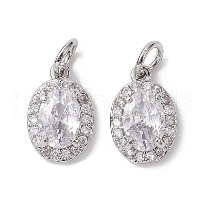 Brass Micro Pave Clear Cubic Zirconia Charms KK-K360-17P-1