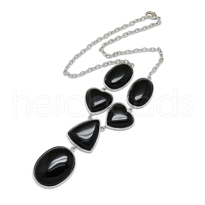 Natural Obsidian Necklaces NJEW-C049-01C-P-1