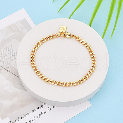 Brass Curb Chain Bracelets for Women BJEW-N032-07D-G-1
