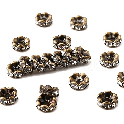 Brass Rhinestone Spacer Beads X-RB-A014-L8mm-01AB-NF-1