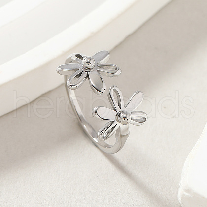304 Stainless Steel Open Cuff Rings for Women FS-WG642B9-01-1