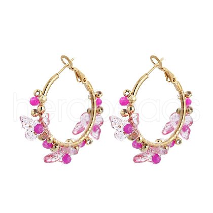 201 Stainless Steel Acrylic Hoop Earrings FS-WG443EA-04-1