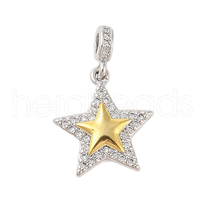 Rack Plating Brass Micro Pave Clear Cubic Zirconia Pendants KK-S380-37E-P-1