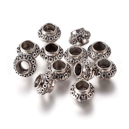 Large Hole Rondelle Tibetan Style Alloy European Beads TIBEB-S012-AS-LF-1
