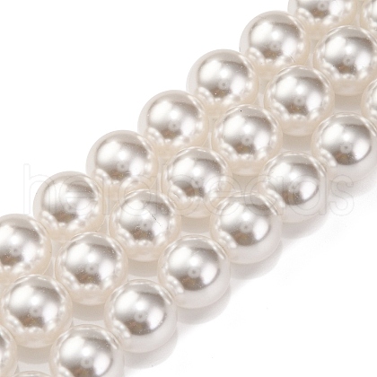 Baking Painted Pearlized Glass Pearl Round Bead Strands X-PEAR-H019-02E-04-1