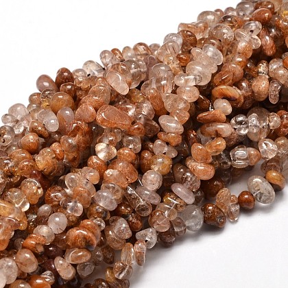 Natural Rutilated Quartz Chip Beads Strands G-E271-91-1